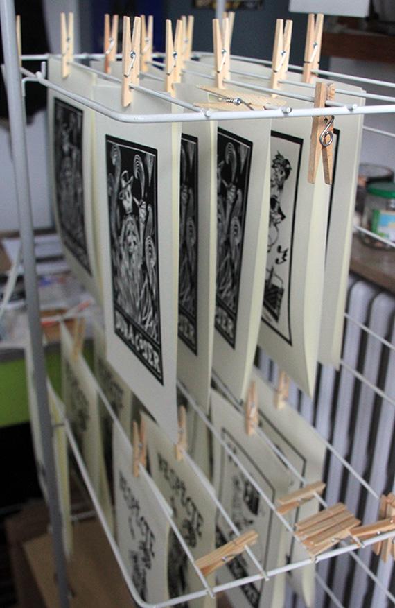 calaveras linogravure